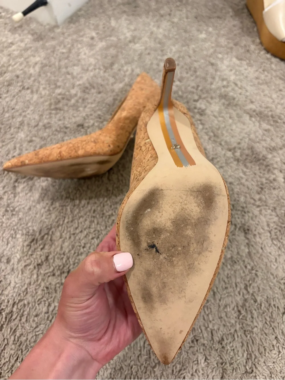 Sam Edelman Cork Pointed-Toe Pumps - Natural Cork Tan